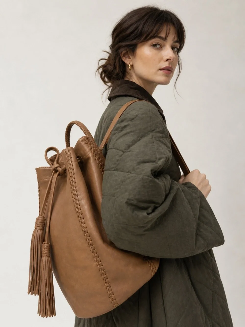 NWT Callista Crafts Signature Leather Tan‎ Oak Backpack